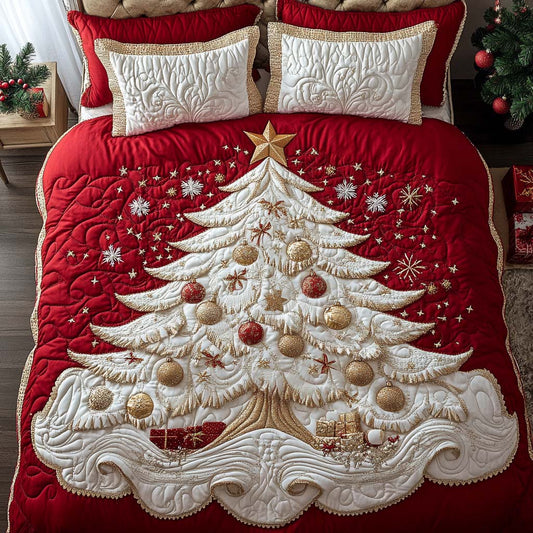 Regal White Christmas 3-Piece Quilted Bedding Set NCU0NT11351