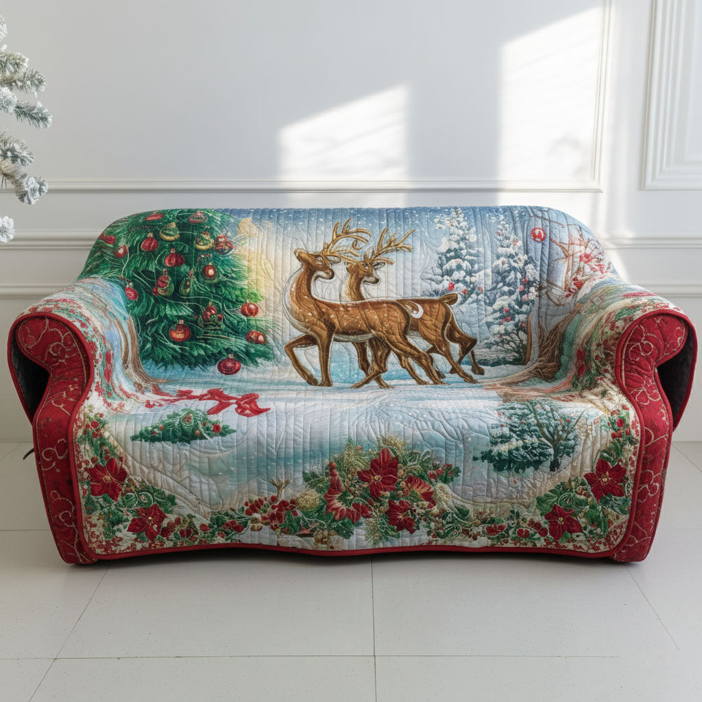 Reindeer Dreamscape Quilted Sofa Cover NCU0PT10561
