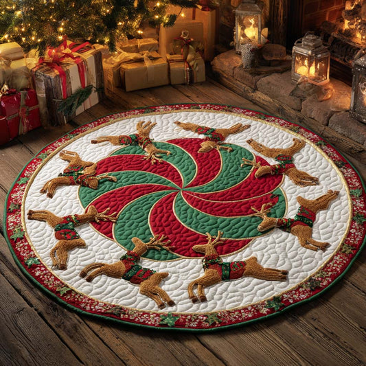 Reindeer Go Round Quilted Round Mat NCU0XD536