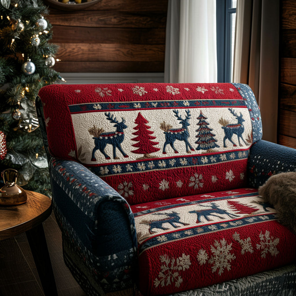 Reindeer Harmony Quilted Sofa Cover NCU0PT9988