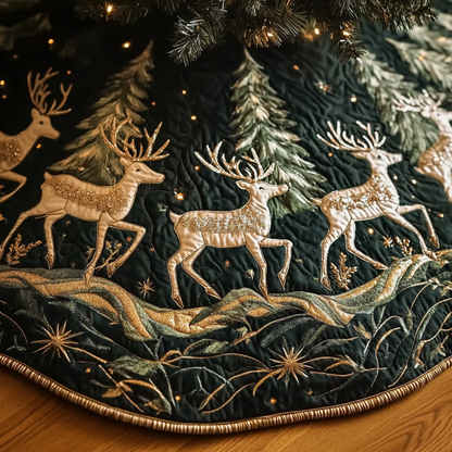 Reindeer Journey Christmas Quilted Tree Skirt NCU0DK10490