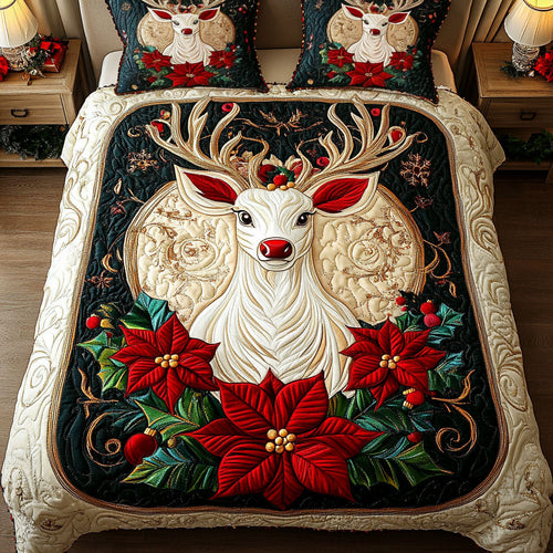 Reindeer Joy 3-Piece Quilted Bedding Set NCU0NT2485