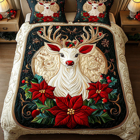 Reindeer Joy 3-Piece Quilted Bedding Set NCU0NT2485