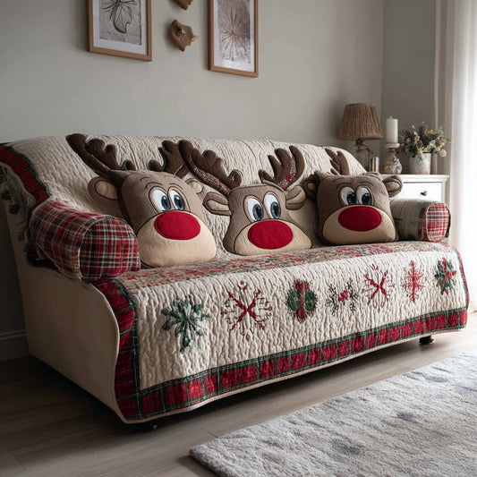 Reindeer Joy Quilted Sofa Cover NCU0DV8351