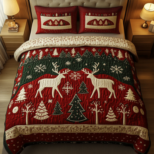 Reindeer Lodge 3-Piece Quilted Bedding Set NCU0VH463