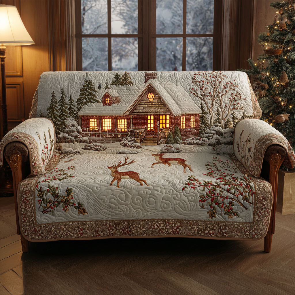 Reindeer Lodge Quilted Sofa Cover NCU0TV878