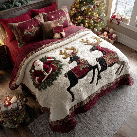 Reindeer Magic 3-Piece Quilted Bedding Set NCU0PT10351