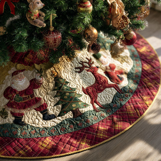 Reindeer Magic Trail Christmas Quilted Tree Skirt NCU0PT10078