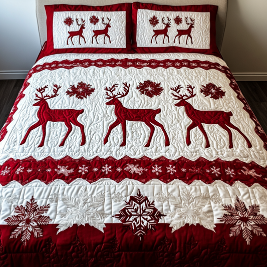 Reindeer Rendezvous 3-Piece Quilted Bedding Set NCU0DK2225