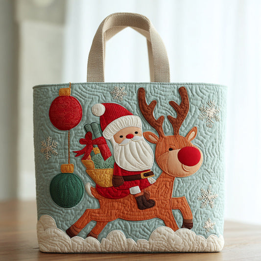 Reindeer Santa Claus Quilted Tote Bag NCU0HH258