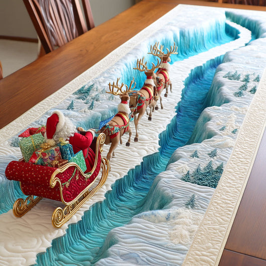 Reindeer Sleigh Ride Quilted Table Runner NCU0TD816
