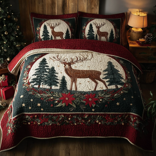 Reindeer Spirit 3-Piece Quilted Bedding Set NCU0DK11394