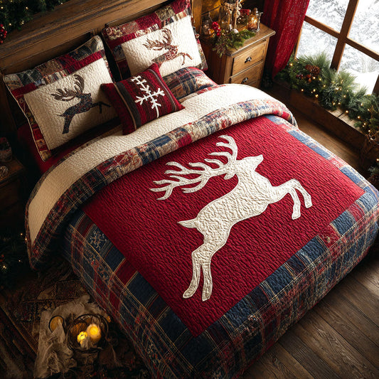Reindeer Spirit 3-Piece Quilted Bedding Set NCU0TV217