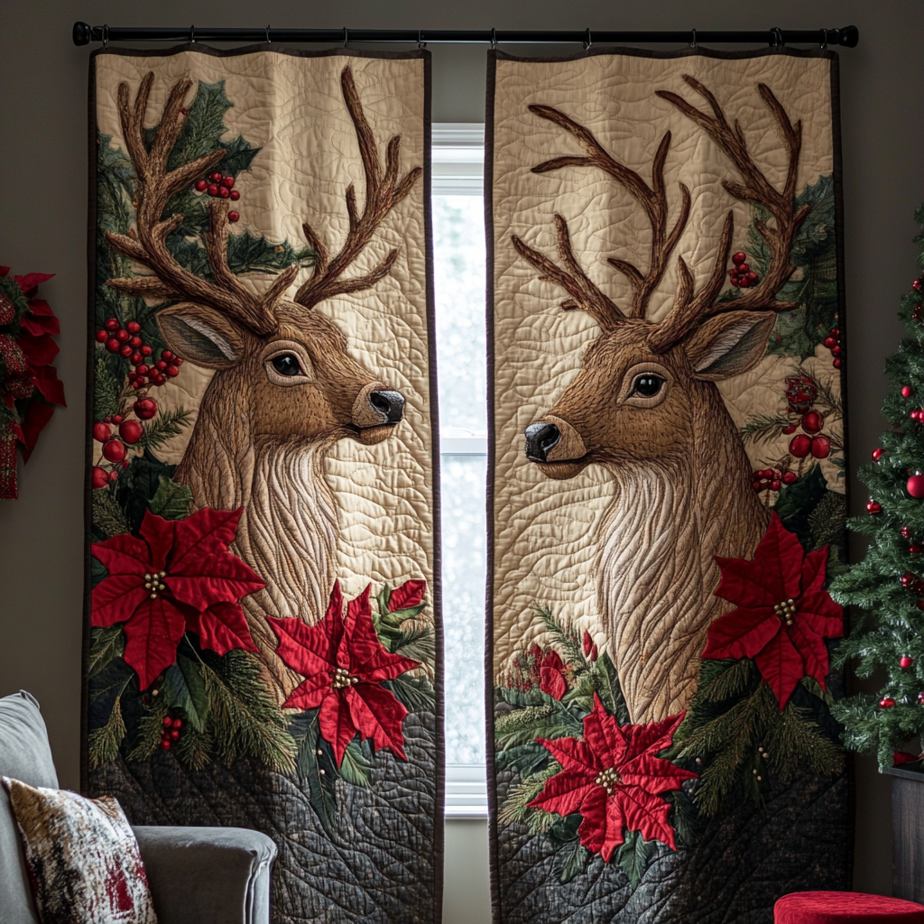 Reindeer Wish Quilted Curtains NCU0DK11342