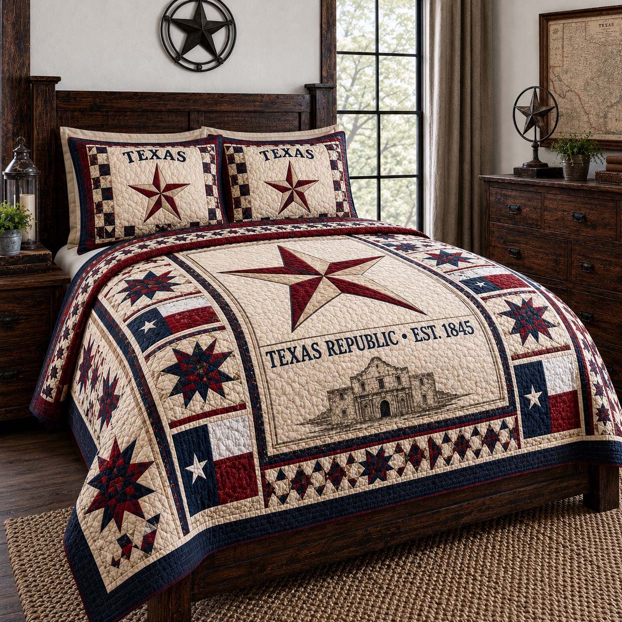 Republic Star 3-Piece Quilted Bedding Set NCU0QD038