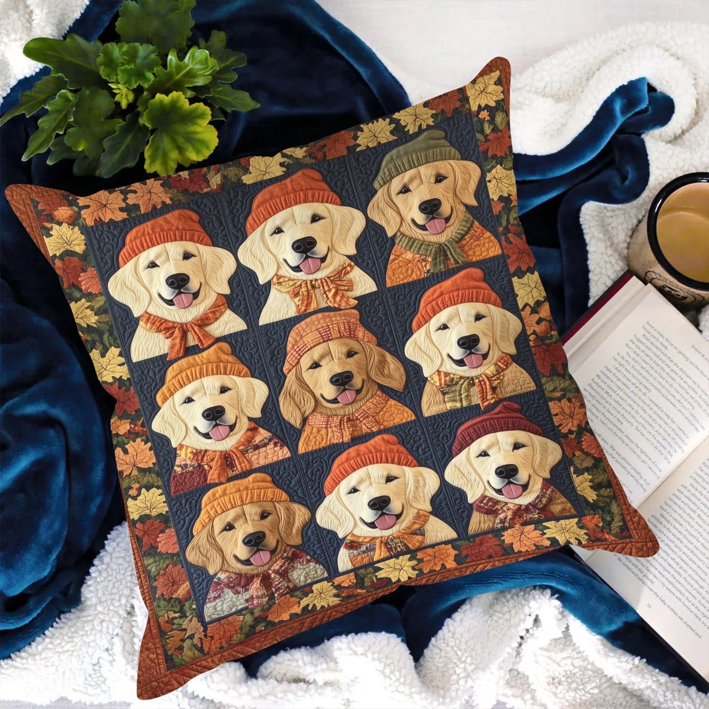 Retriever Autumn Vibes Quilted Pillow Case NCU0PT412