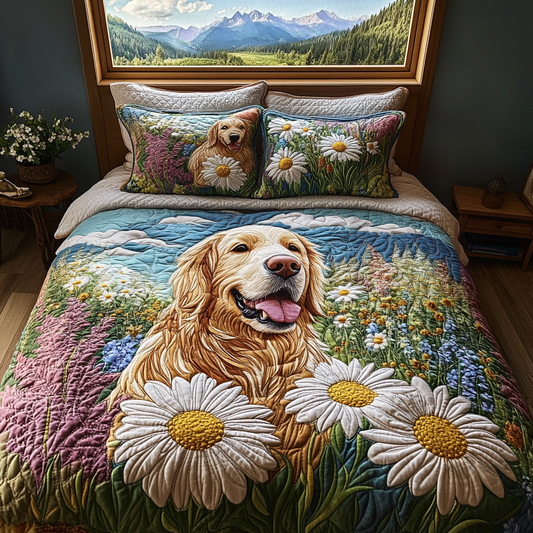 Retriever Daisy 3-Piece Quilted Bedding Set NCU0DV5523