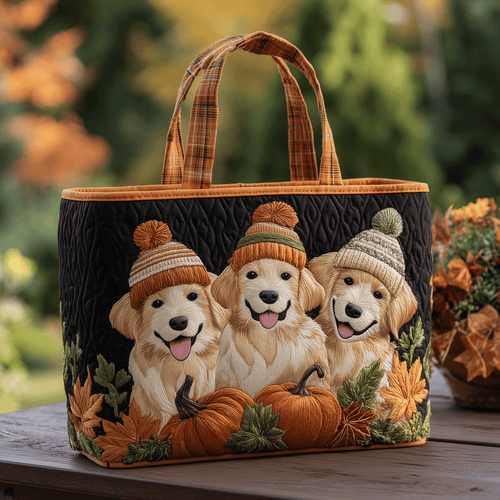 Retriever Pumpkin Patch Quilted Tote Bag NCU0TH2802