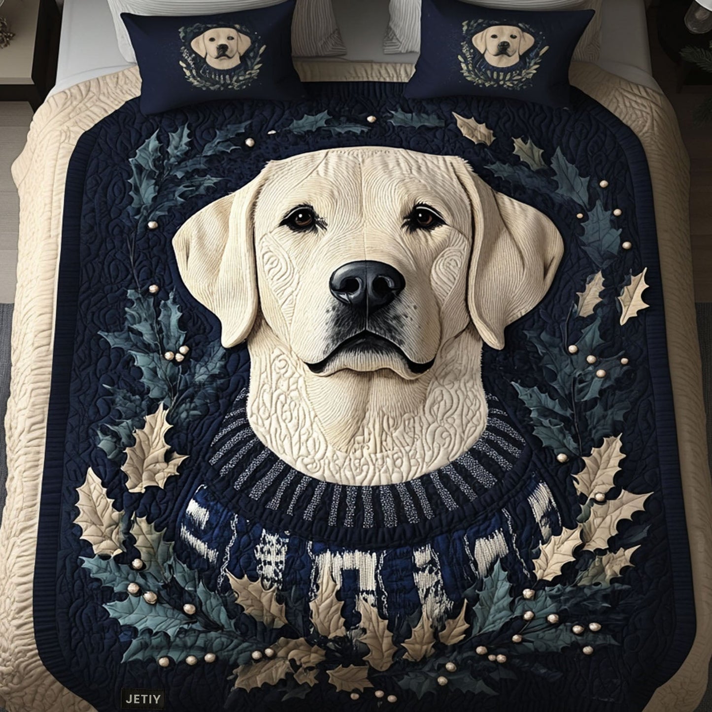 Retriever Warm Nose Wishes 3-Piece Quilted Bedding Set NCU0PT2308