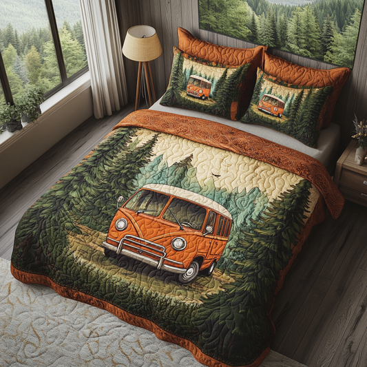 Retro Adventure 3-Piece Quilted Bedding Set NCU0DV5811