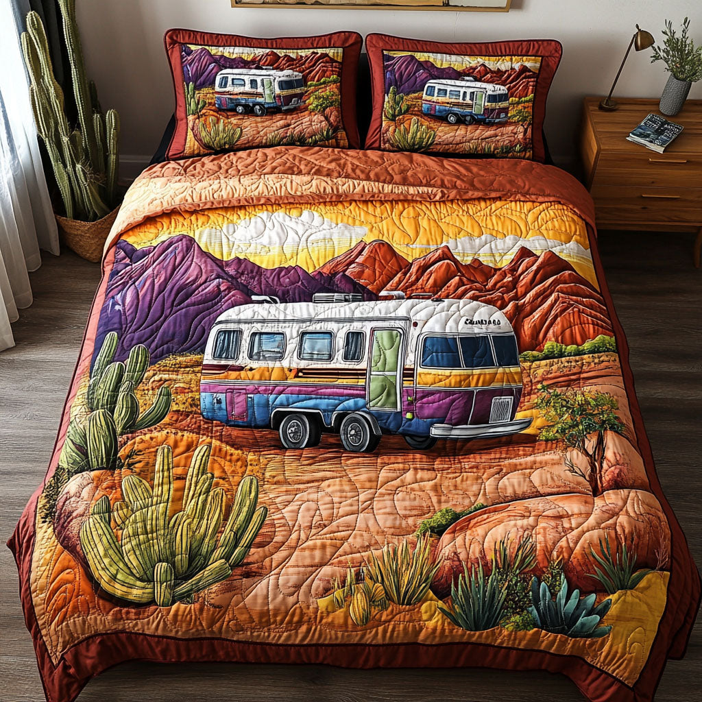 Retro Adventure 3-Piece Quilted Bedding Set NCU0NT6101
