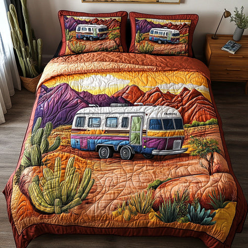 Retro Adventure 3-Piece Quilted Bedding Set NCU0NT6101
