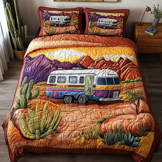 Retro Adventure 3-Piece Quilted Bedding Set NCU0NT6101