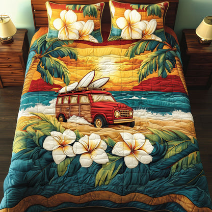 Retro Beachbound 3-Piece Quilted Bedding Set NCU0NT6939