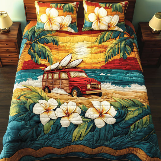 Retro Beachbound 3-Piece Quilted Bedding Set NCU0NT6939