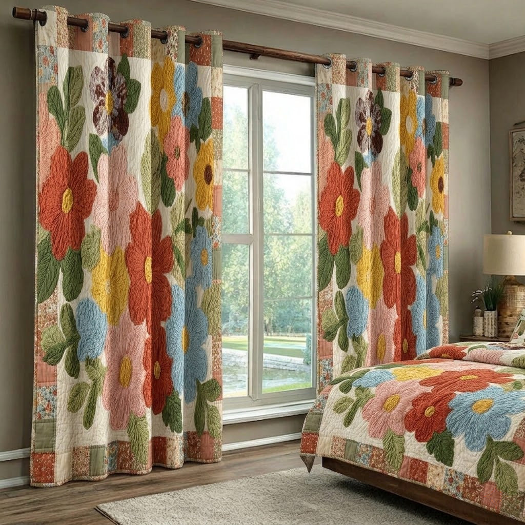Retro Daisy Quilted Curtains NCU0VL3405