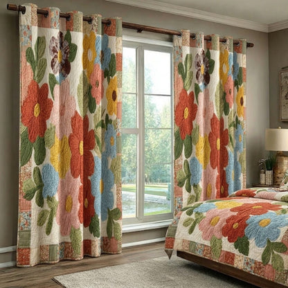 Retro Daisy Quilted Curtains NCU0VL3405