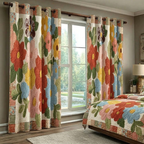 Retro Daisy Quilted Curtains NCU0VL3405