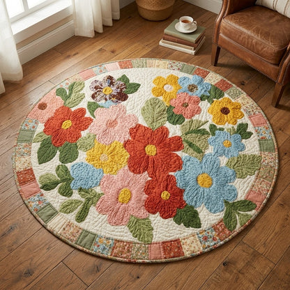 Retro Daisy Quilted Round Mat NCU0VL3405
