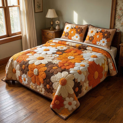 Retro Floral Harmony 3-Piece Quilted Bedding Set NCU0NT12486