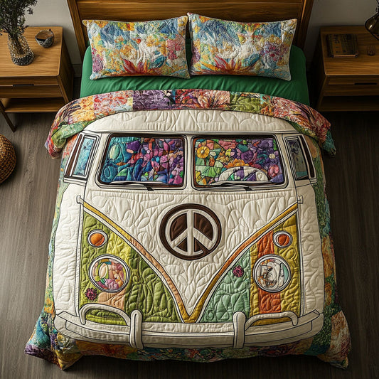 Retro Harmony Haven 3-Piece Quilted Bedding Set NCU0PT4176