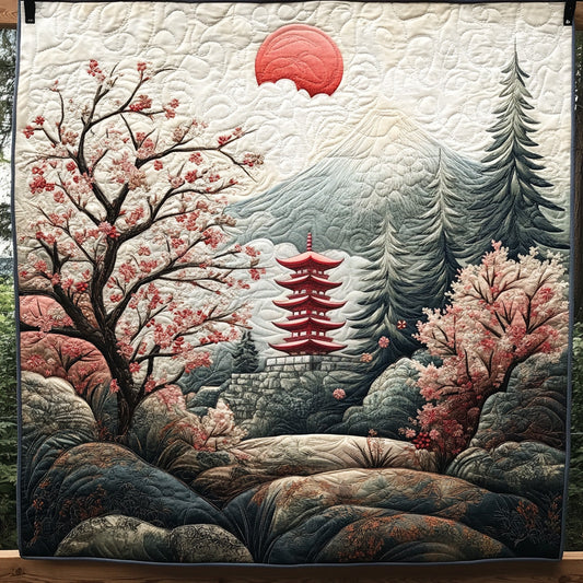 Retro Japanese Pagoda Quilted Blanket NCU0DV6611
