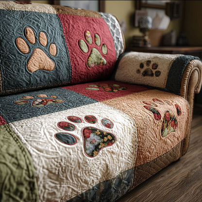 Retro Paw Quilted Sofa Cover NCU0PT10994