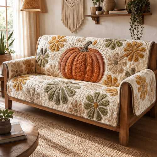 Retro Pumpkin Quilted Sofa Cover NCU0VL3796