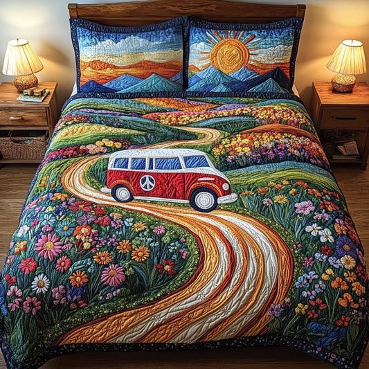 Retro Road Dreams 3-Piece Quilted Bedding Set NCU0PT3728