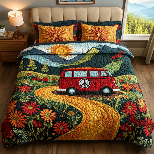 Retro Roadtrip 3-Piece Quilted Bedding Set NCU0DV4155