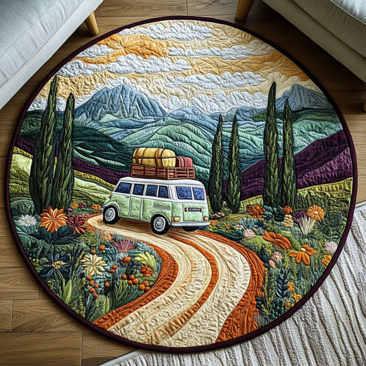 Retro Roadtrip Quilted Round Mat NCU0PT4450