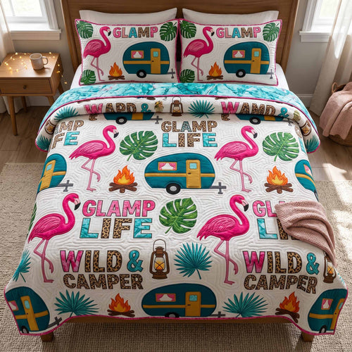 Retro Trailer 3-Piece Quilted Bedding Set NCU0XD2801
