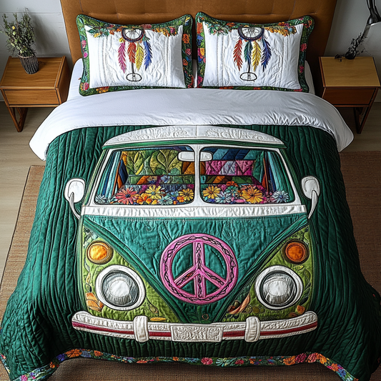 Retro Van 3-Piece Quilted Bedding Set NCU0DK7651