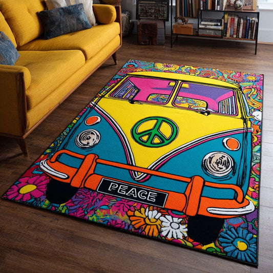 Retro Van Flower Power Area Rug NCU0XD852