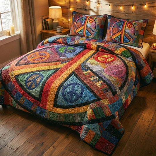 Retro Vibes 3-Piece Quilted Bedding Set NCU0XD2669