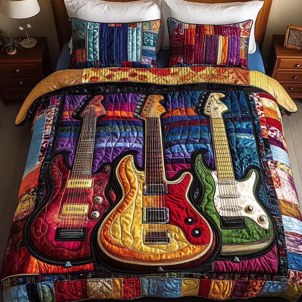Rhythm Colors 3-Piece Quilted Bedding Set NCU0NT2044