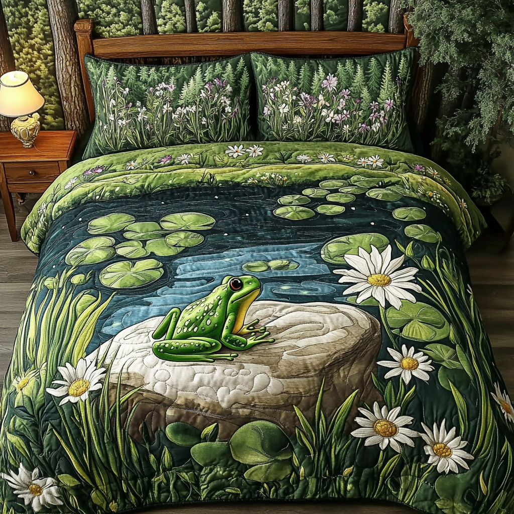 Ribbit Retreat 3-Piece Quilted Bedding Set NCU0VH5248