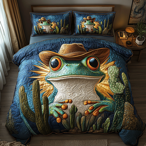 Ribbit Rodeo 3-Piece Quilted Bedding Set NCU0DV5563