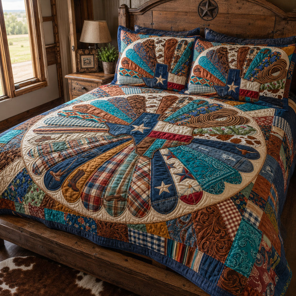 Ride Through Texas 3-Piece Quilted Bedding Set NCU0PT11743