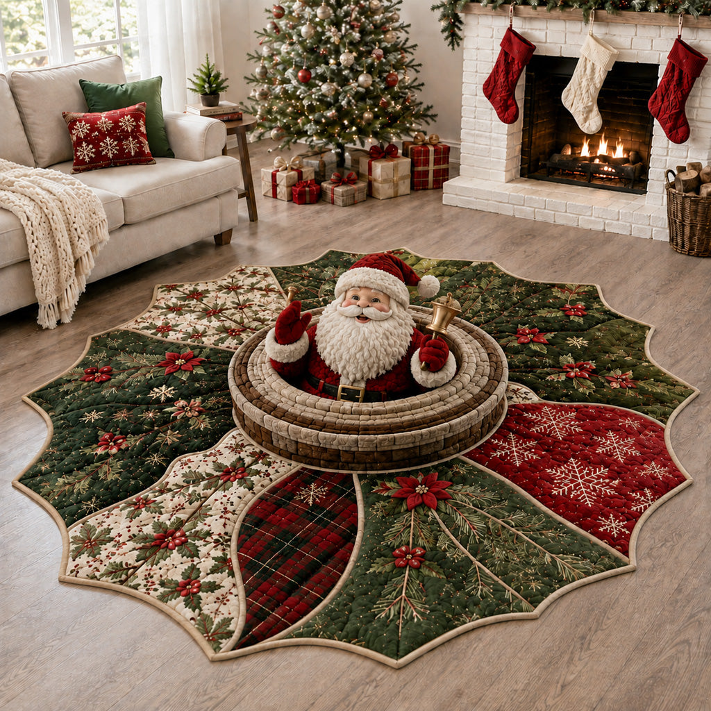 Ringing Santa Claus Custom Shape Area Rug NCU0HH2143
